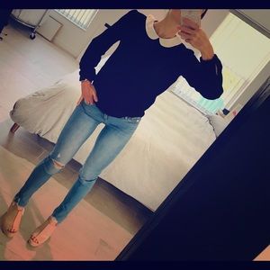 Black long sleeve too with white collar Top. Zara